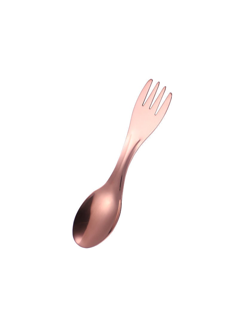 2-Piece Two-In-One Fruit Fork And Spoon Set Gold 17cm