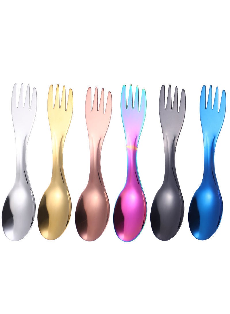 2-Piece Two-In-One Fruit Fork And Spoon Set Gold 17cm