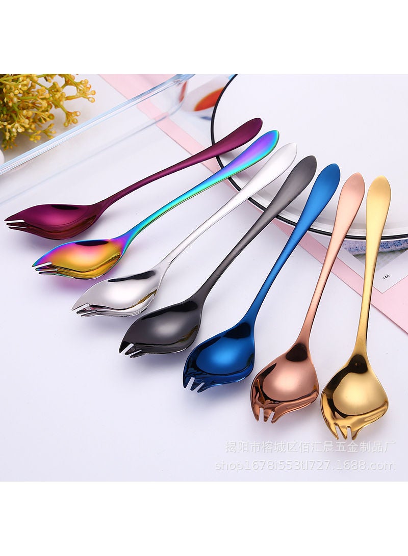 5-Piece Fruit Salad Fork Set Purple 18.2cm