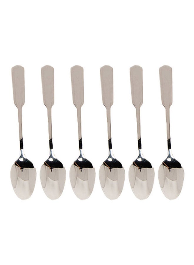 6-Piece Elegant Serving Spoons Silver 25cm