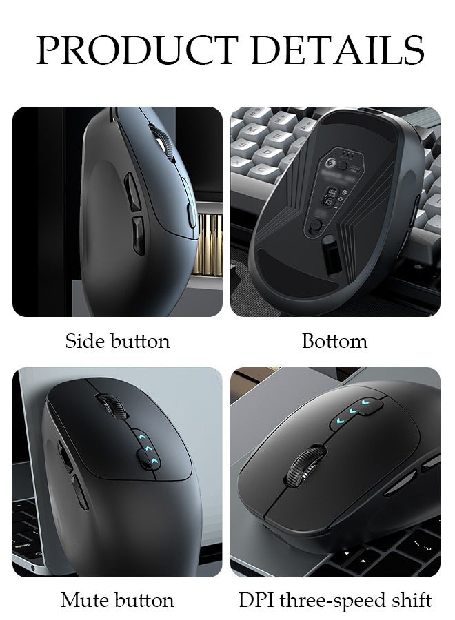 Bluetooth Mouse Wireless Mouse with 6 Buttons 3 Adjustable DPI Battery DisplayLevels Ergonomic Computer Mouse for Laptop Computer Mac PC Windows Chromebook Notebook