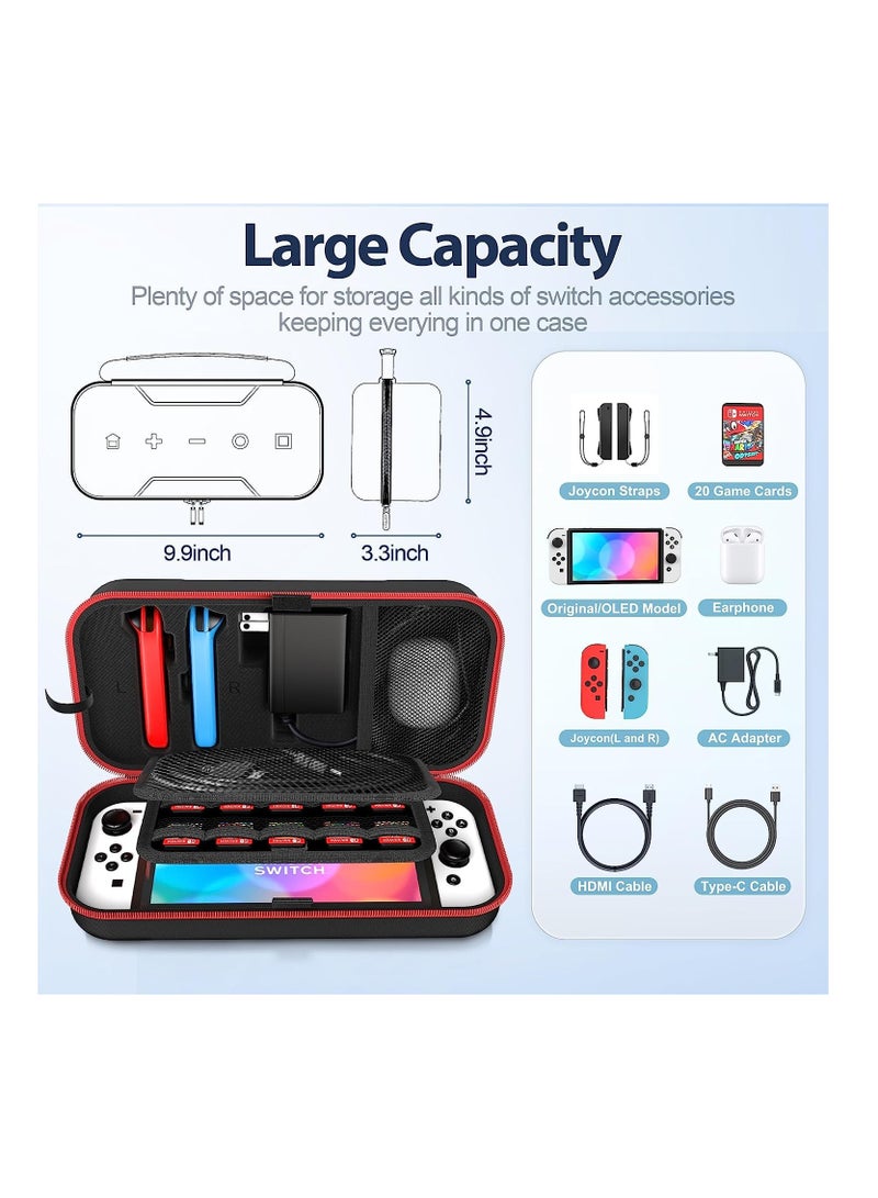 For Switch Carrying Case Compatible with Nintendo Switch Red