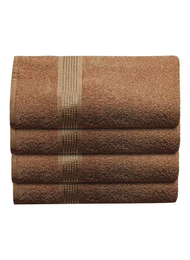4-Piece Bath Towel Set Brown 70x140cm