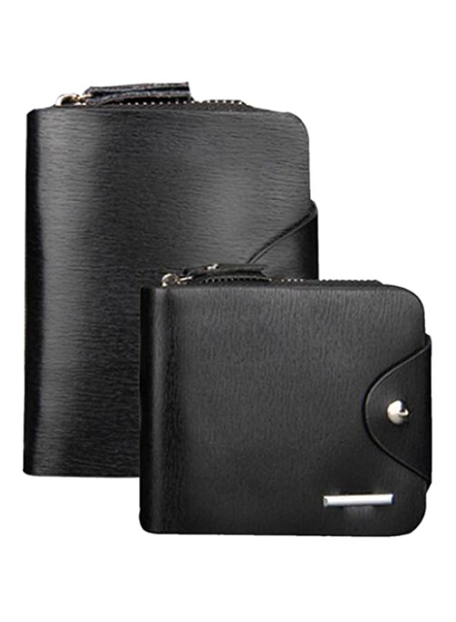 Zipper Bi-Fold Wallet Black