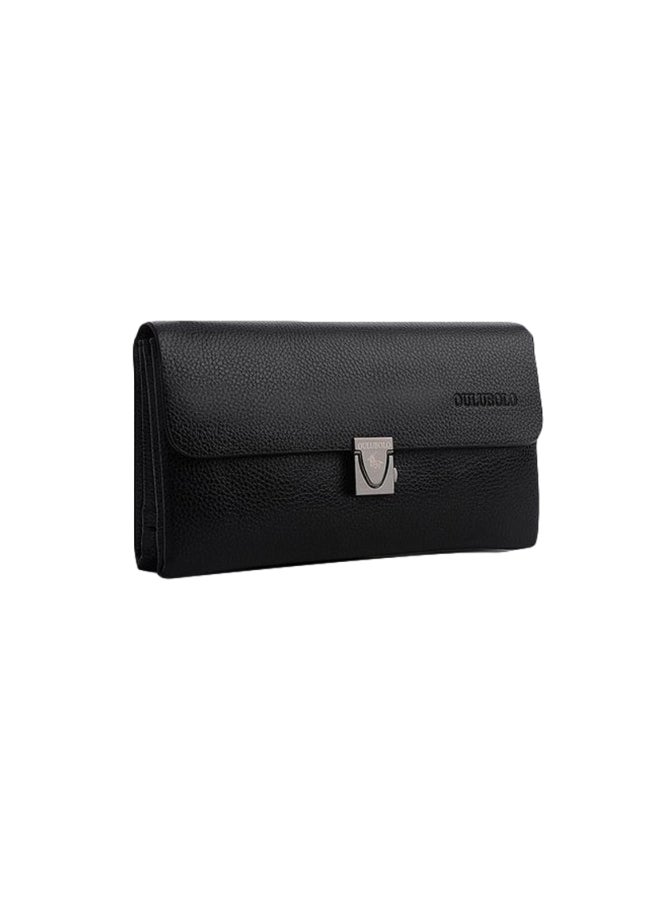 Leather Long Clutch Black