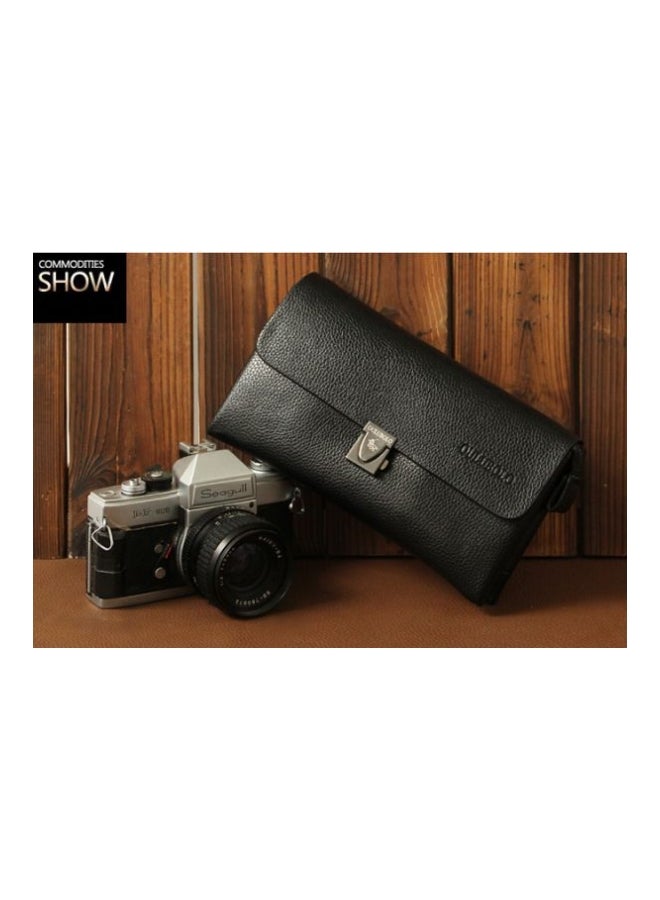 Leather Long Clutch Black