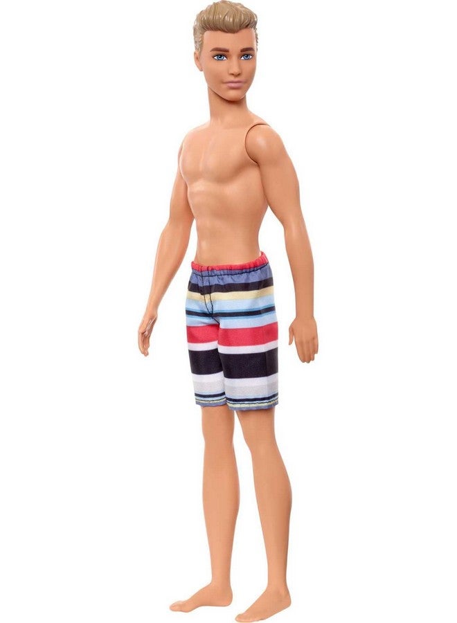 Ken Beach Doll Wearing Striped Swimsuit For Kids 3 To 7 Years Old