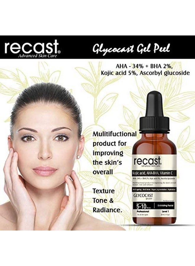 Kojic Acid 5% Aha 34% Bha 2% Vitamin C Peeling Solution Glycocast Gel Peel Formula Anti Ageing Acne Pigmentation Scarring 30Ml