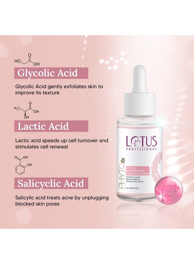 Phytorx Aha+Bha Booster Serum With Glycolic Acid Salicylic Acid & Lactic Acid Gentle Exfoliator Clarifies Skin 30Ml