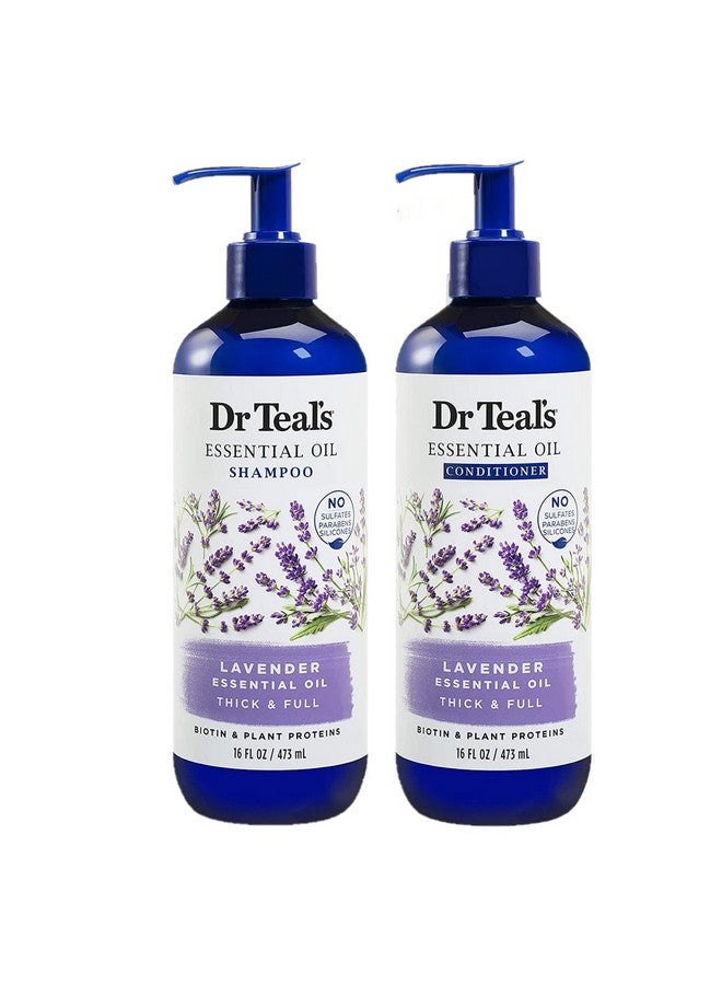 Dr. Teals Lavender Shampoo & Conditioner Gift Set (2 Pack 16Oz Ea.) Essential Oils & Plant Proteins Moisturize And Replenish Dry Damaged Hair Sulfate Paraben Free