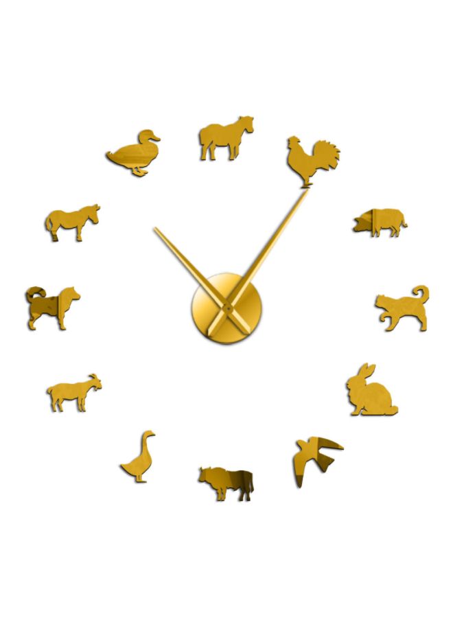Animal Themed Wall Clock Gold 15x10x4.8cm