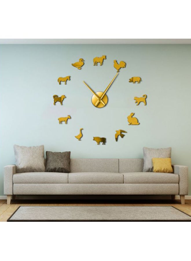 Animal Themed Wall Clock Gold 15x10x4.8cm