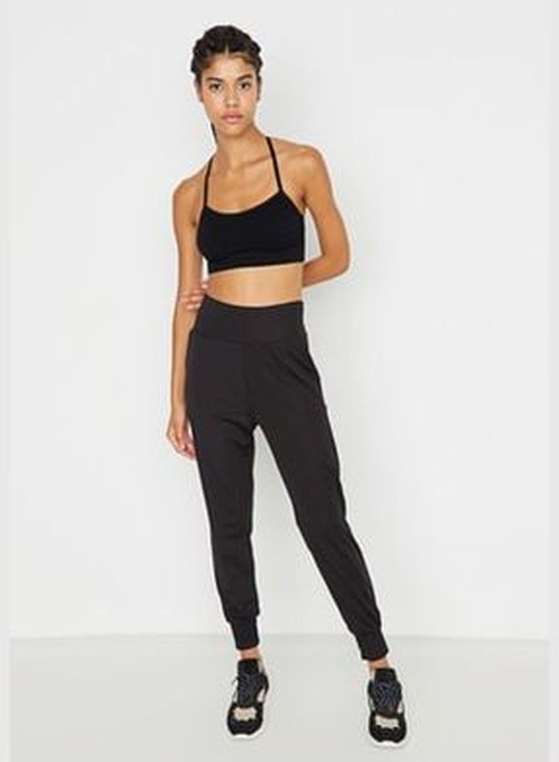 Black Comfortable Cut Sports Trousers