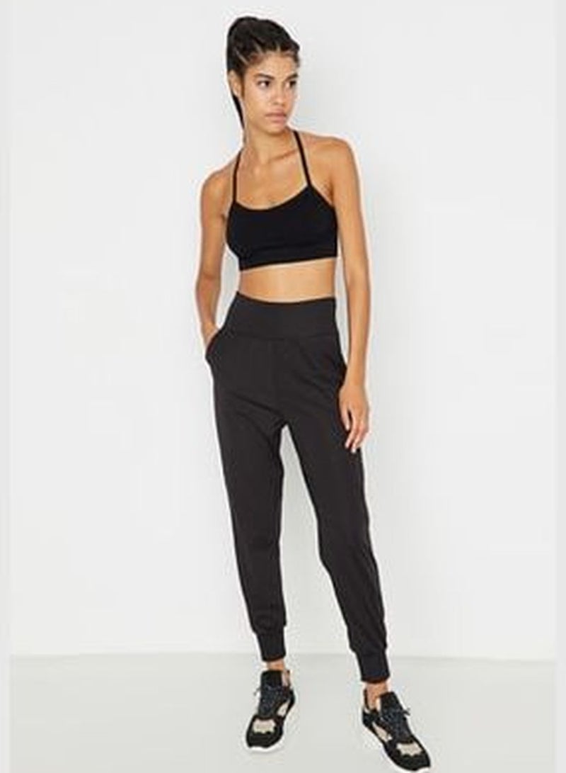 Black Comfortable Cut Sports Trousers