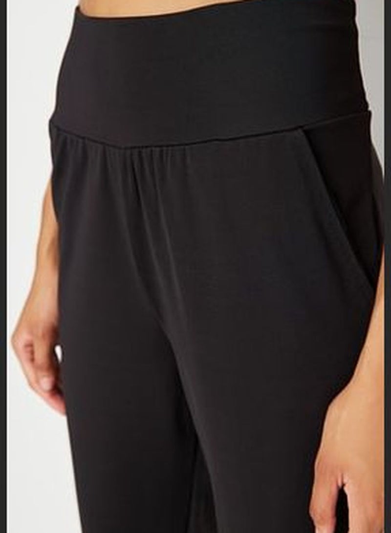 Black Comfortable Cut Sports Trousers