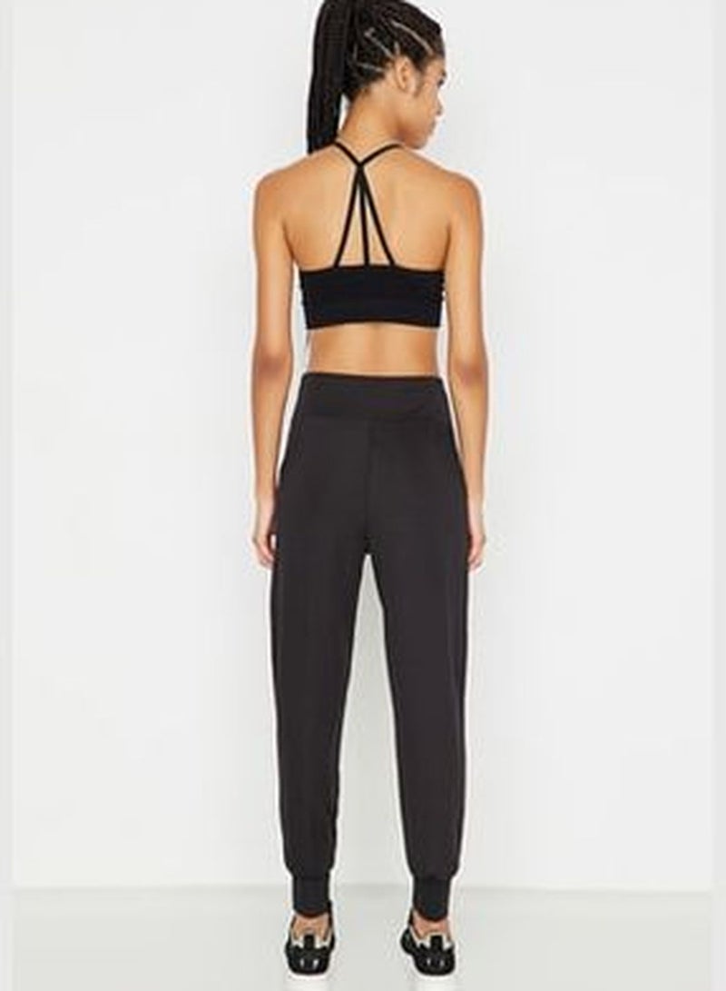 Black Comfortable Cut Sports Trousers