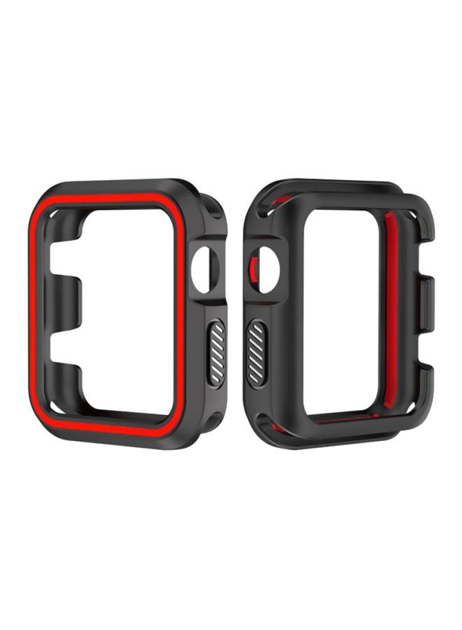 Rugged Armor Bumper Protective Case Cover For Apple Watch Series 1/2/3 38mm Black/Red