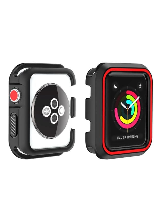 Rugged Armor Bumper Protective Case Cover For Apple Watch Series 1/2/3 38mm Black/Red