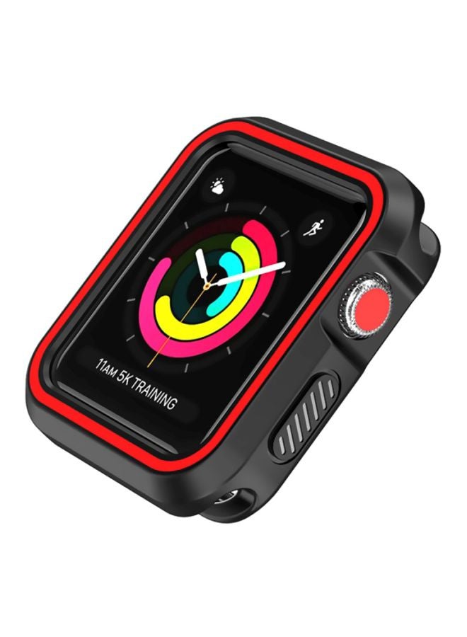 Rugged Armor Bumper Protective Case Cover For Apple Watch Series 1/2/3 38mm Black/Red