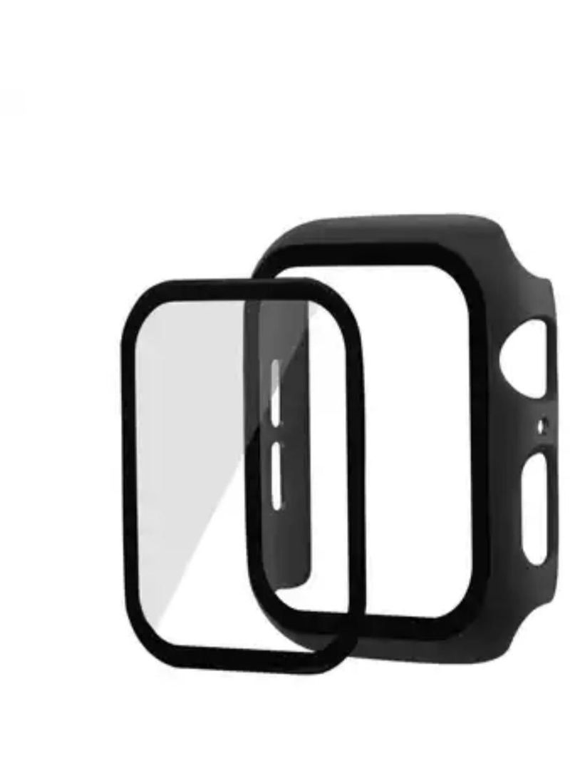 Full Protection Smartwatch Case With Glass Screen Protector For Apple Watch Black