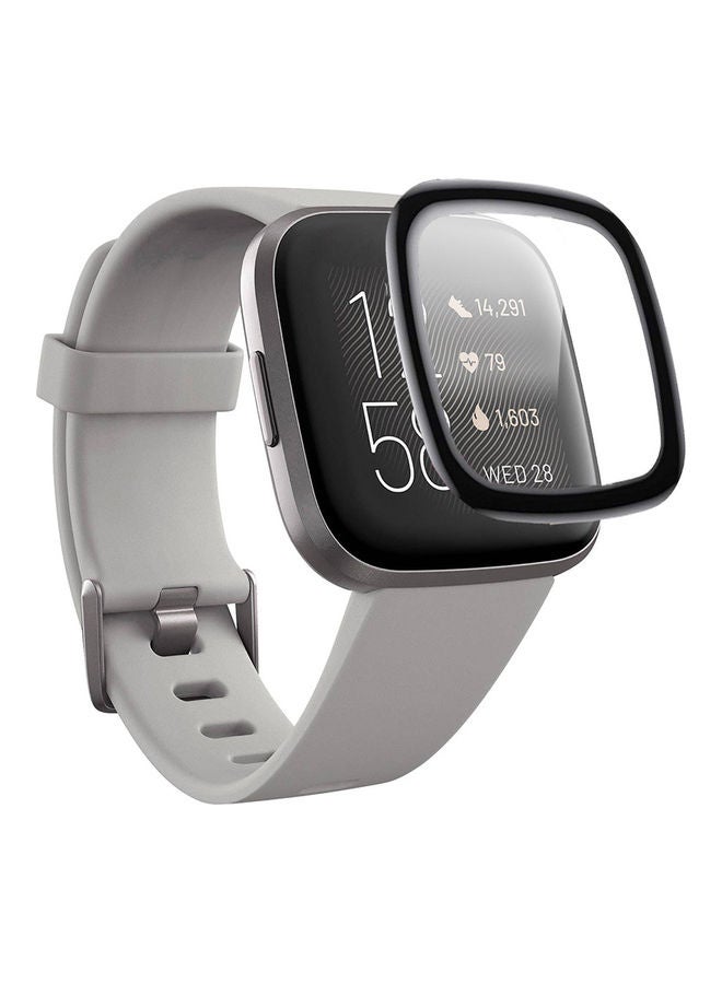 Full Coverage Curved Screen Protector For Fitbit Versa 2 Clear/Black