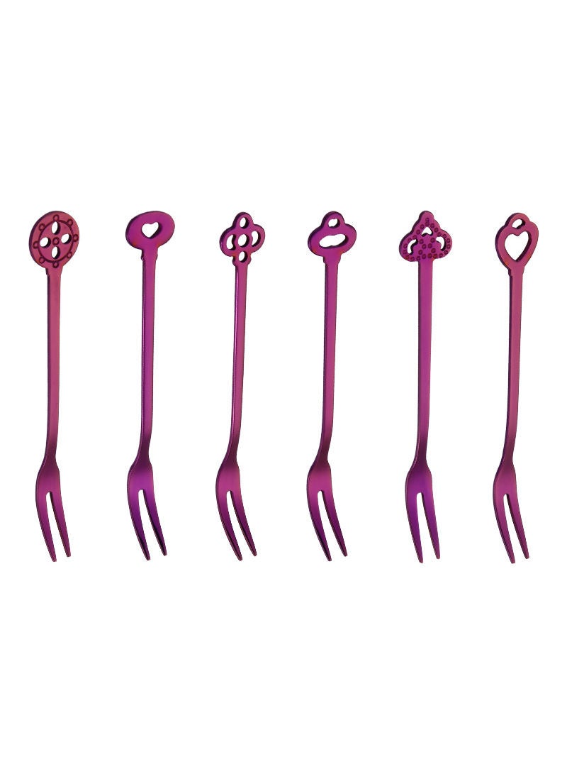 1-Piece Cute Long Handle Fruit Salad Fork purple 12.5cm