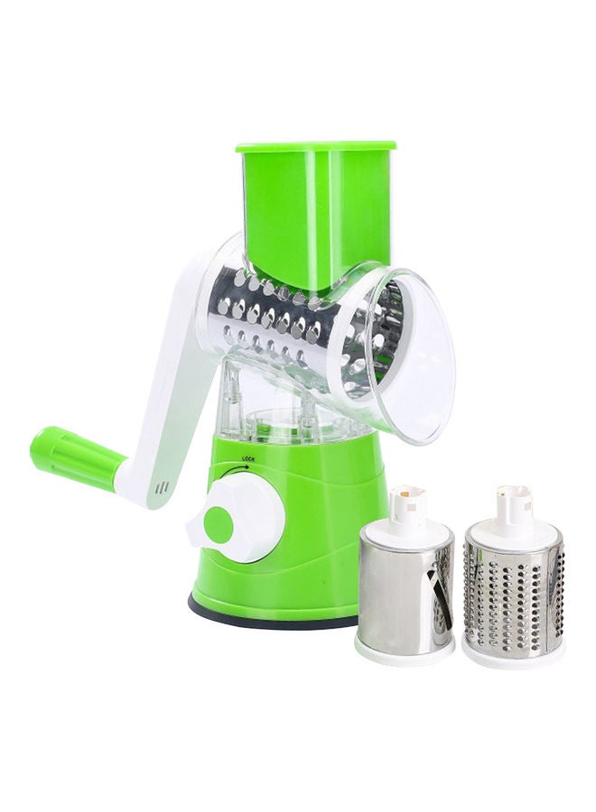 Manual Rotary Grater With 2 Blades Green/White/Silver