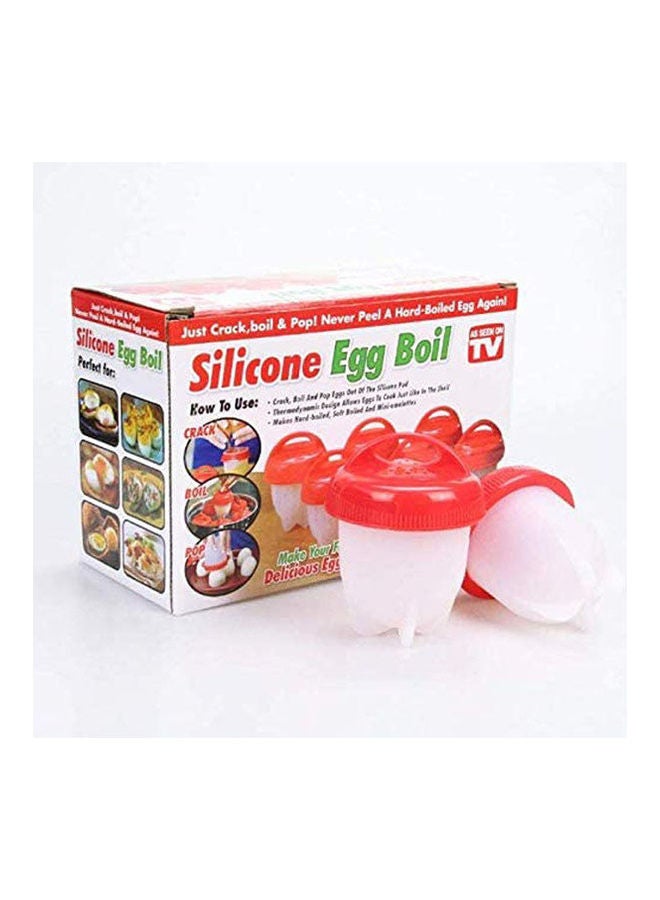 6 Pcs/Set Egg Cooker Silicone Boiler Hard Boil Egg Container Mold Red