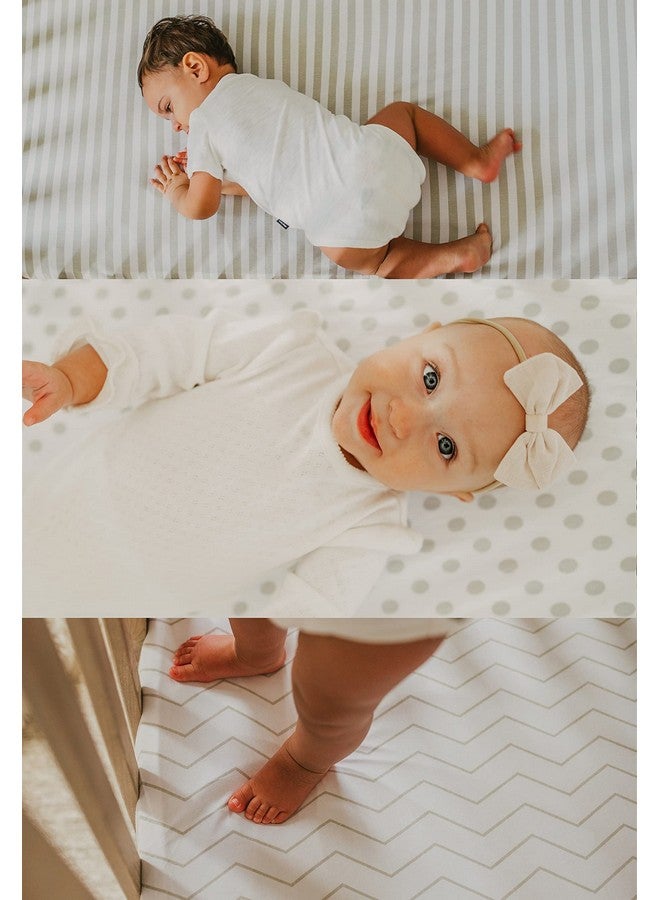 3 Fitted Bassinet Sheets Gray Set Baby Girlboy 100% Oekotex Cotton Gender Neutral Chevron Polka Dot Stripe Universal Fit Cradlemoses Basket Hourglass Oval Rectangle Mattress Sheet