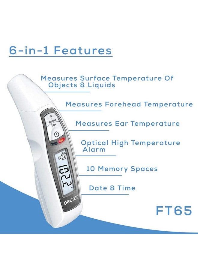 Ft65 Multifunction Infrared Thermometer 3In1 Infrared Thermometer For Adults And Kids Adult Forehead Mode Child Forehead Mode Ear Mode And Surface Mode Color Changing Fever Indicator