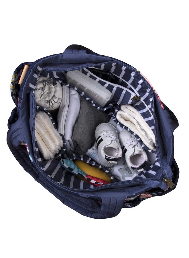 Blue Floral Diaper Bag Tote For Baby Girl Baby Boy Quilted Diaper Bag Tote Purse For Women 3 Pc Set