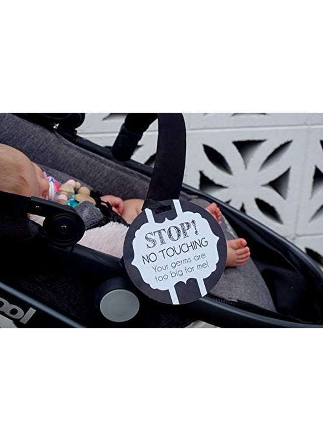 Black And White Stop No Touching Baby Car Seat Sign Or Stroller Tag Cpsia Safety Tested