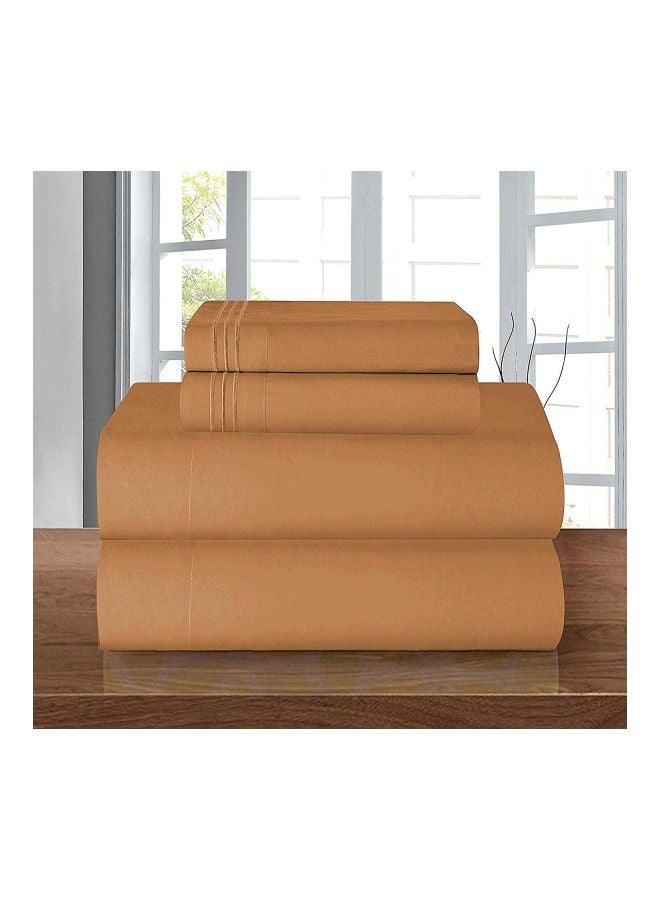 4-Piece Microfiber Pillowcase Set Light Brown Queen