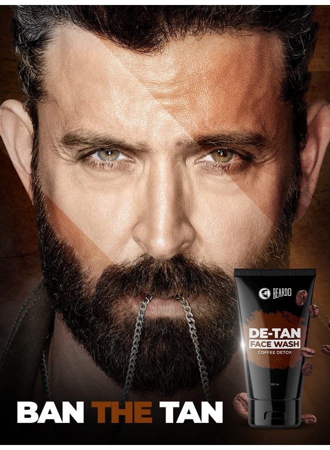 Detan Facewash For Men 100 Ml ; Tan Removal Oil Control Facewash For Men ; Coffee Detox Relieves Skin Inflamation & Sunburn 3.4Fl Oz