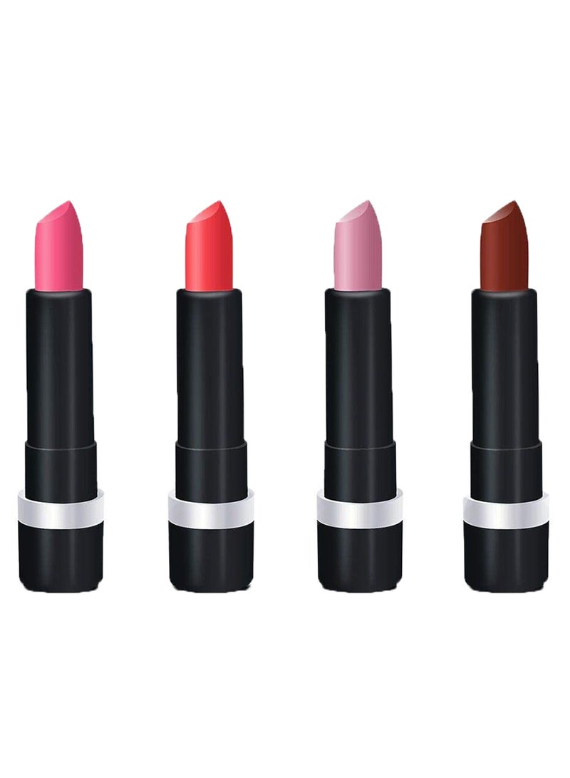 4-Piece Retro Matte Lipstick Set Multicolour