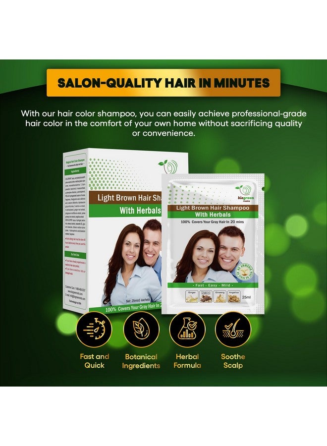 Biogreen Herbal Roots Shampoo 5Pouch Set For Light Brown Hair Color Enthusiasts New & Improved Formula Enhanced Formula For All Hair Types Men And Women Hair Care Includes 5 Pairs Of Gloves