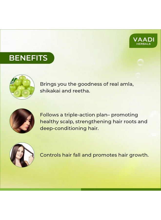 Vaadi Herbal Organic Amla Shikakai Reetha Shampoo Antidandruff For Hair Loss Dry Itchy Sensitive Scalp Moisturizing Treatment Hair Growth And Thickening Sulphate Free Paraben Free 1 X 350 Ml