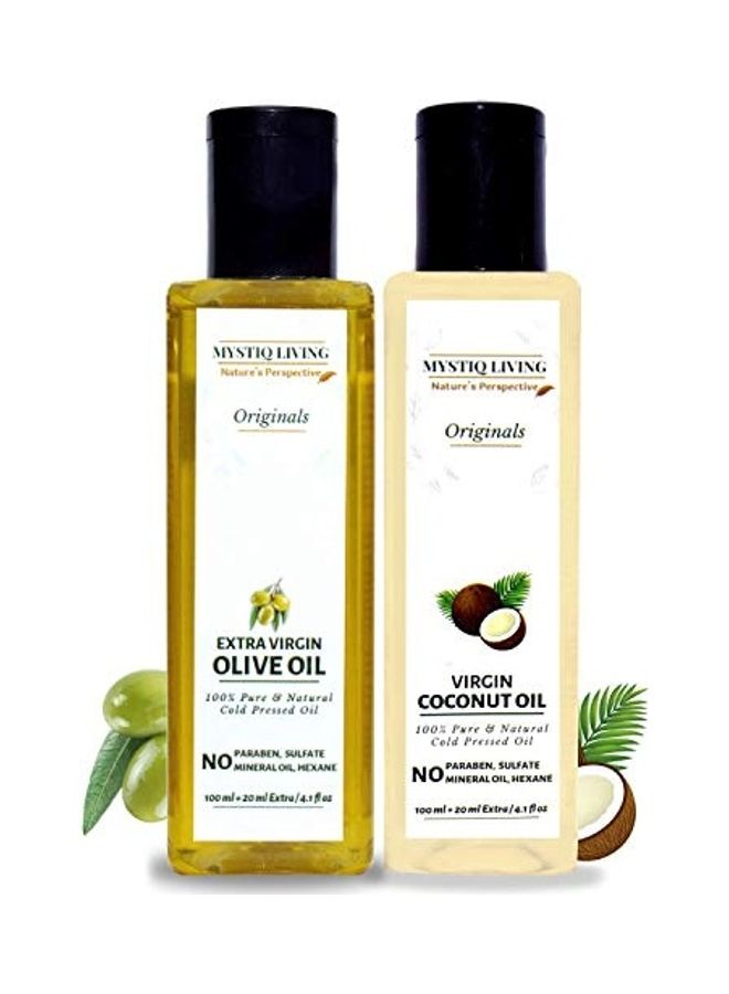 2-Pack Extra Virgin Olive and Virgin-Coconut Oil Beige 2 x 120ml