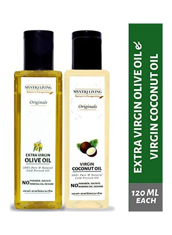 2-Pack Extra Virgin Olive and Virgin-Coconut Oil Beige 2 x 120ml