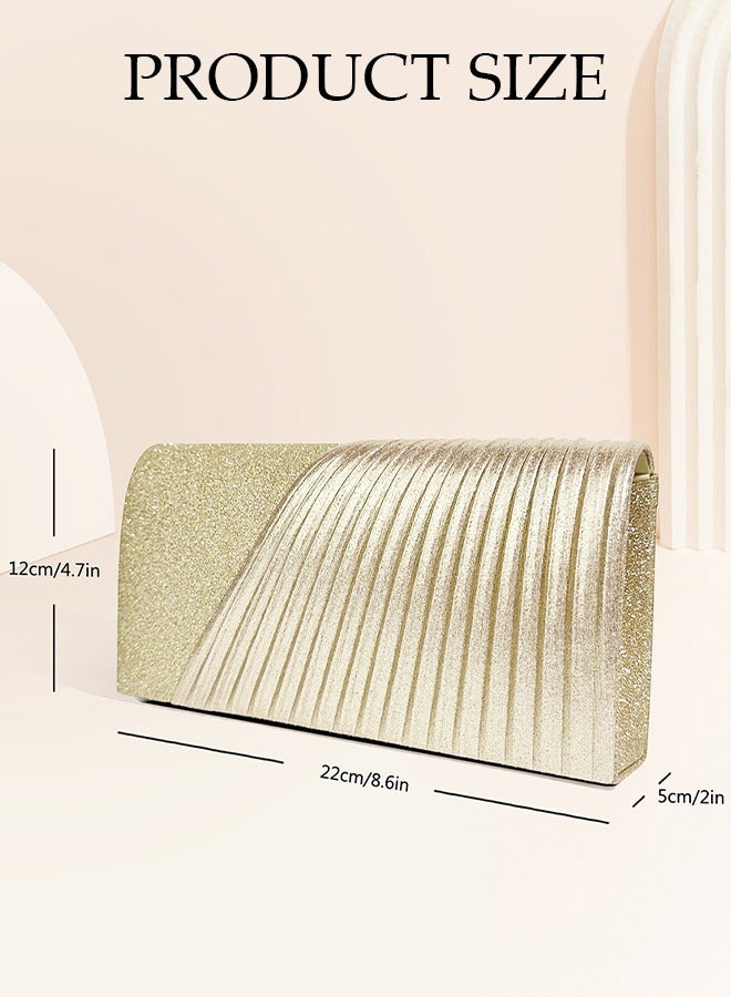 Women Shiny Glitter Evening Clutch Crossbody Bag Envelope Handbag Chain Purse for Wedding Formal Cocktail Party