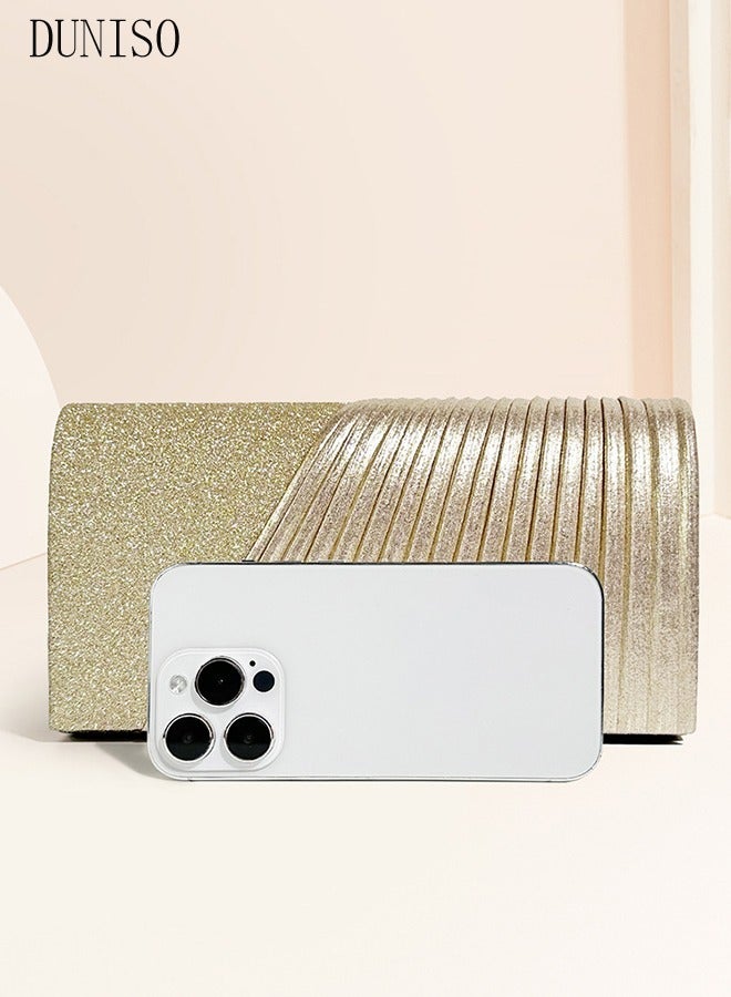 Women Shiny Glitter Evening Clutch Crossbody Bag Envelope Handbag Chain Purse for Wedding Formal Cocktail Party