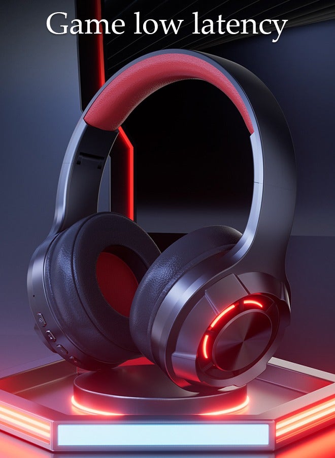 Wireless Headphones Bluetooth 5.3 Over Ear Headset With LED Light Gaming Headphones with HiFi Stereo Microphone and Soft Earpads for Cellphone PC Home Office