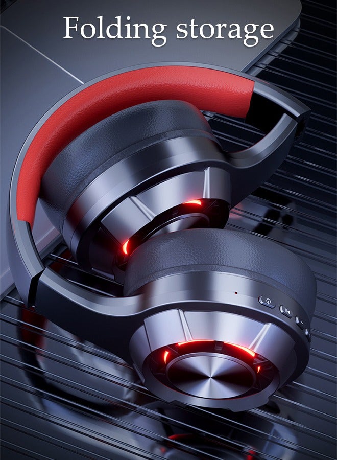 Wireless Headphones Bluetooth 5.3 Over Ear Headset With LED Light Gaming Headphones with HiFi Stereo Microphone and Soft Earpads for Cellphone PC Home Office