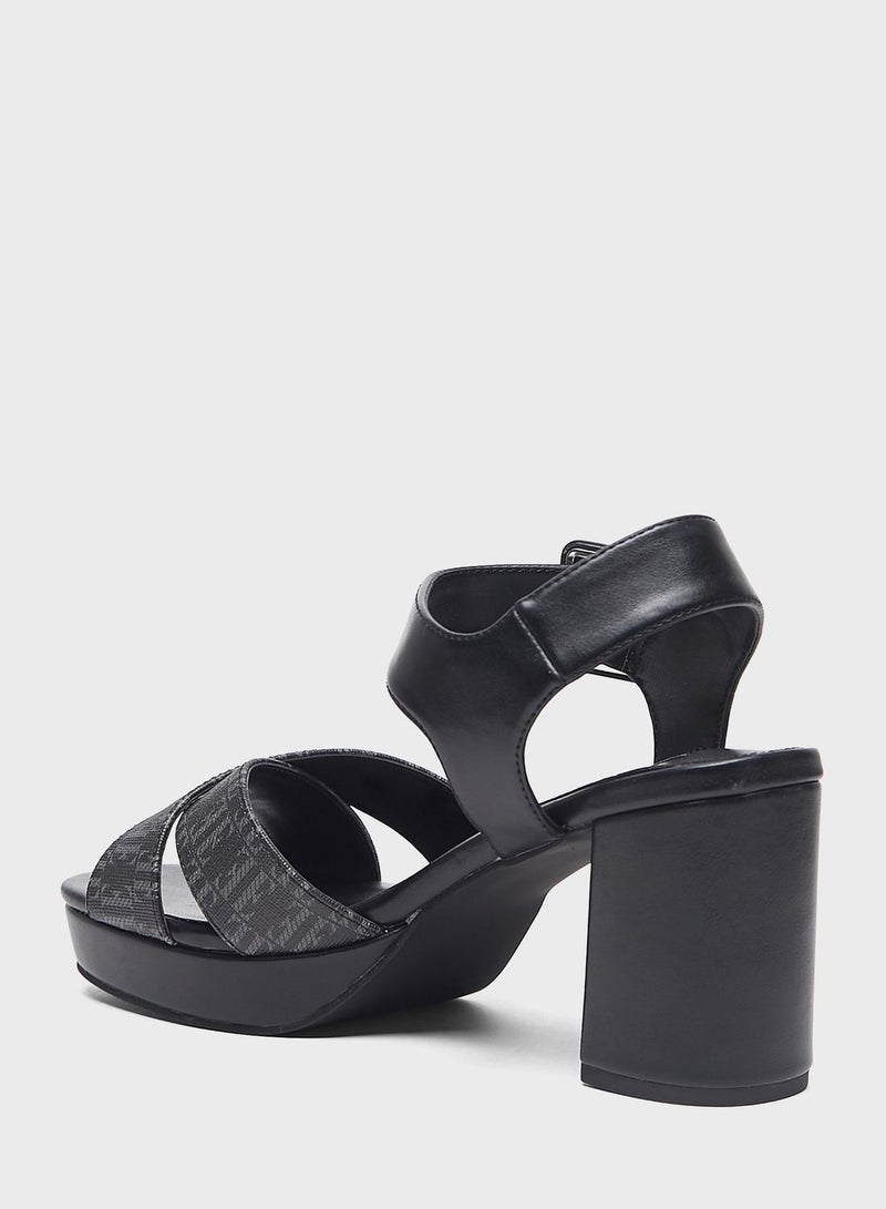 Multi Strap Block Heel Sandals