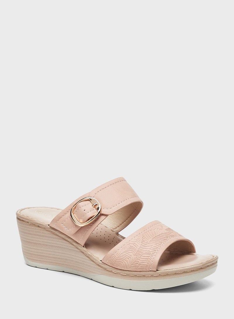 Double Strap Wedge Sandals