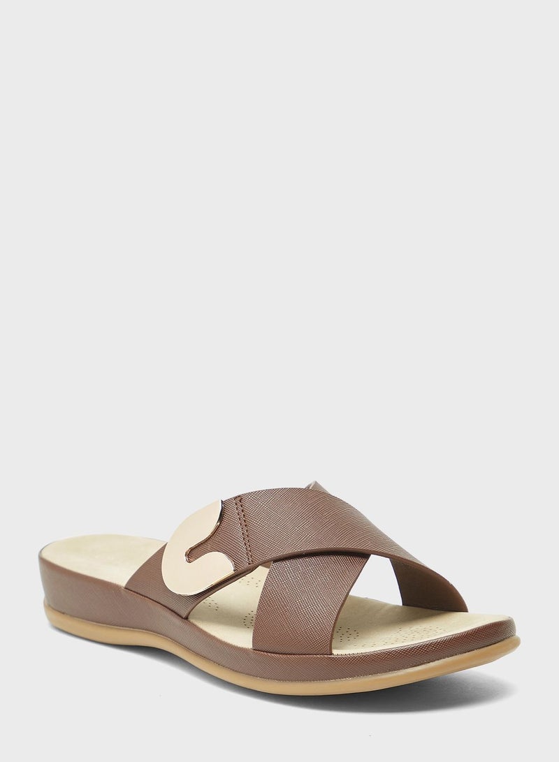 X Strap Wedge Sandals