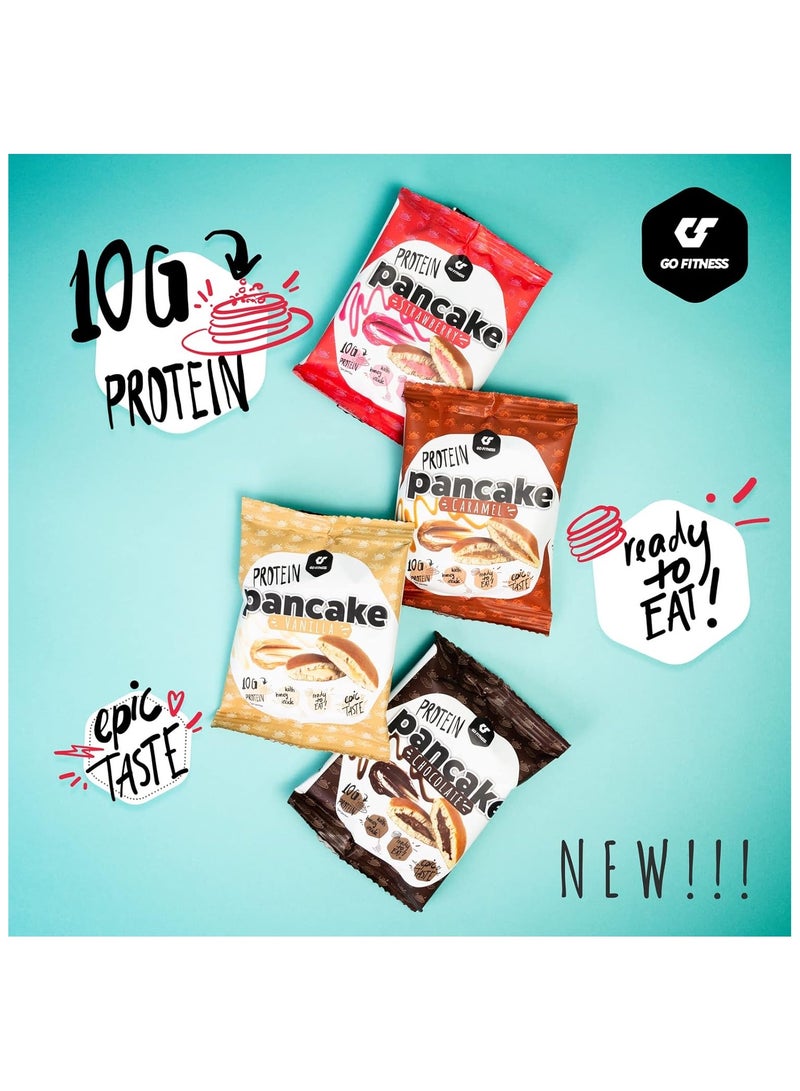 Go Fitness 12 Protein Pancakes - High Protein Snack, Freshly Baked & Extremely Delicious - Protein Bar Alternative with 10 g Protein Per Pancake (Strawberry)