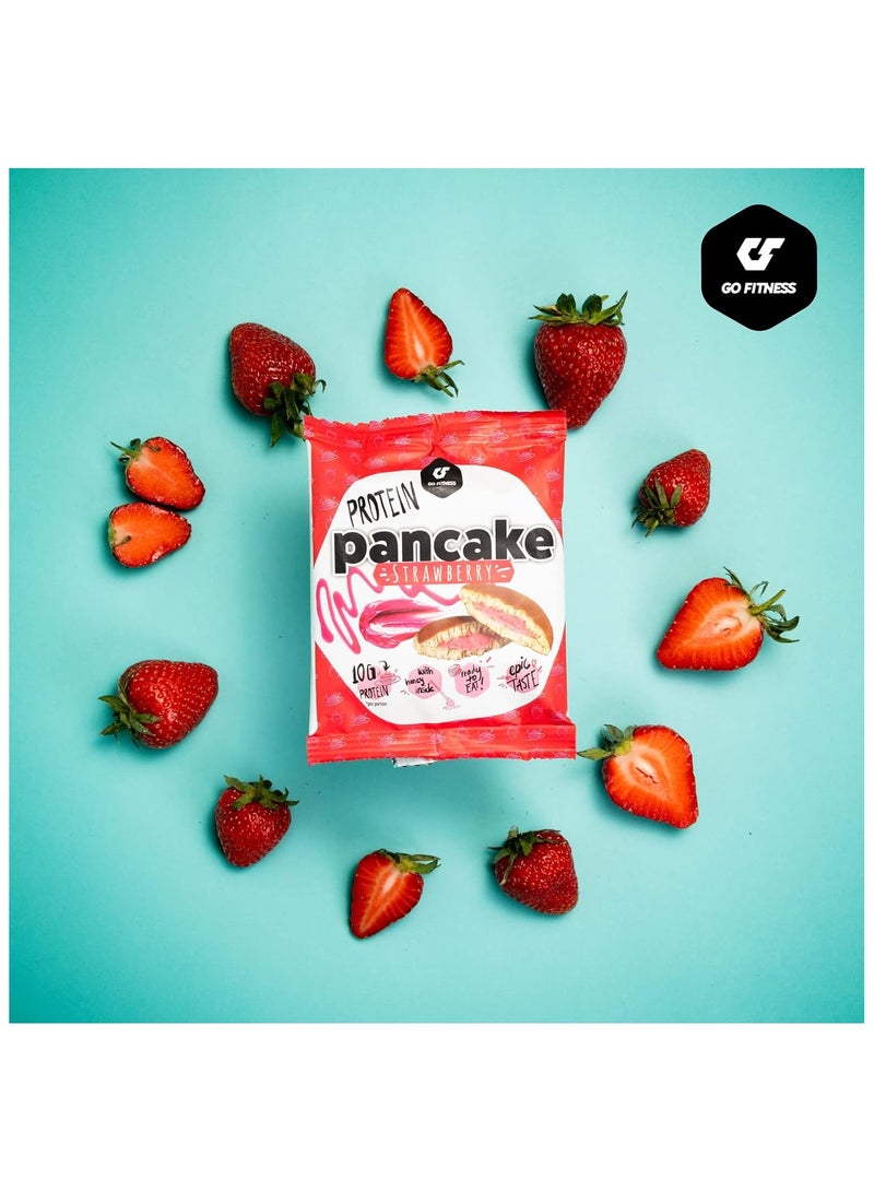 Go Fitness 12 Protein Pancakes - High Protein Snack, Freshly Baked & Extremely Delicious - Protein Bar Alternative with 10 g Protein Per Pancake (Strawberry)