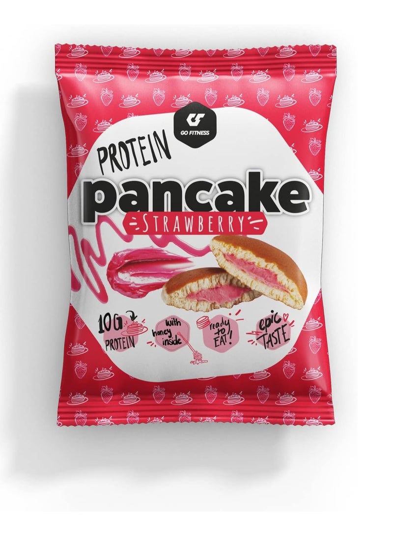 Go Fitness 12 Protein Pancakes - High Protein Snack, Freshly Baked & Extremely Delicious - Protein Bar Alternative with 10 g Protein Per Pancake (Strawberry)