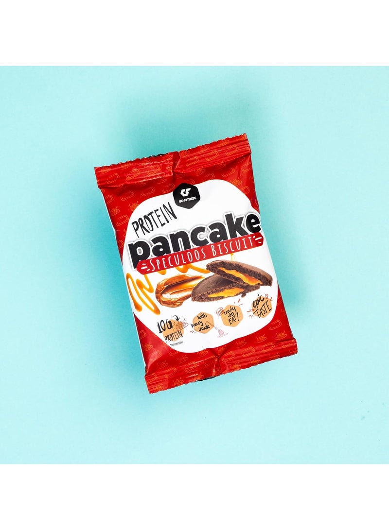 Go Fitness 12 Protein Pancakes - High Protein Snack, Freshly Baked & Extremely Delicious - Protein Bar Alternative with 10 g Protein Per Pancake (Speculoos Biscuit)